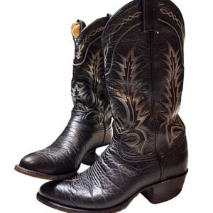 Tony Lama Black Leather Western Cowboy Boots Mens Size 8 D Style 6903